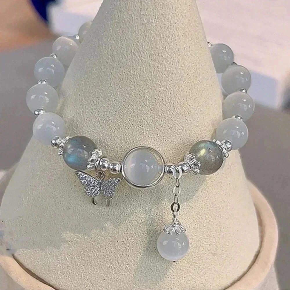 2 LEFT! Beaded Butterfly Charm Bracelet